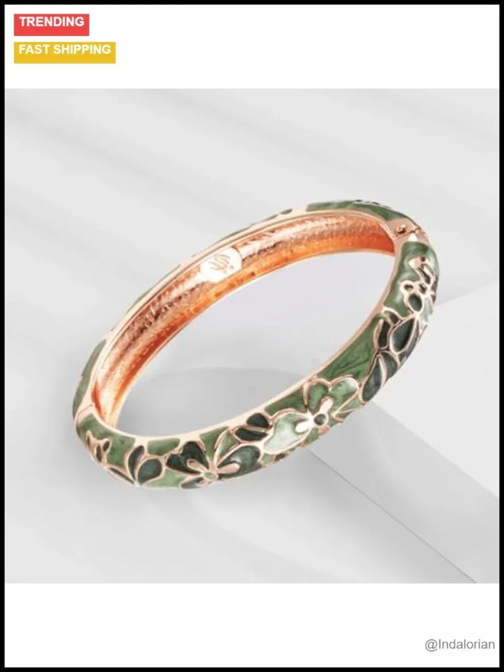 Fashion Cloisonne Bracelets Set Plated Enameled Spring Hinged Metal Cuff